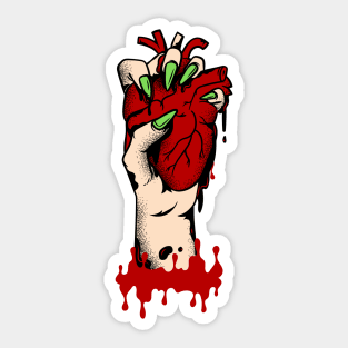 female hand bloody heart Sticker